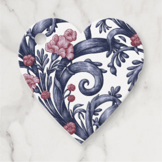 Cadeau Étiquettes Favoris Art Nouveau Bleu Rose