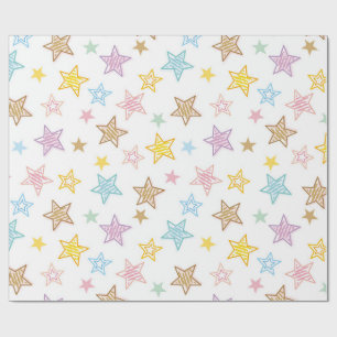 Cadeau Étoiles de Doodle colorées enveloppant papier