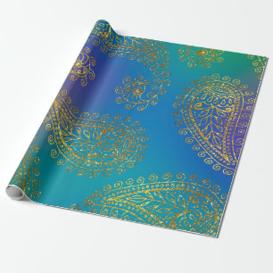 Cadeau Faux papier d'aluminium doré arabe Bollywood