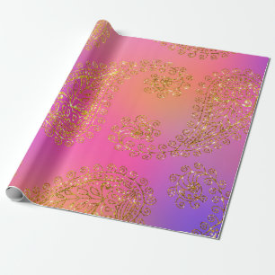 Cadeau Faux papier d'aluminium doré arabe Bollywood