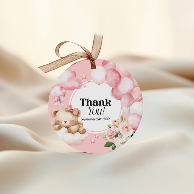 Cadeau Favoriser les étiquettes Baby shower rose (Créateur téléchargé)