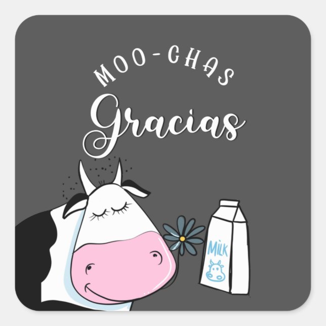cadeau fermier Muchas gracias moo Carré Sticker (Devant)