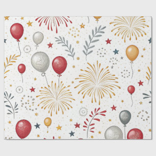 Cadeau feu d'artifice festif papier d'emballage du nouvel