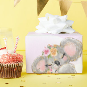 Cadeau Fille rose Koala Bébé & Maman Papier à envelopper