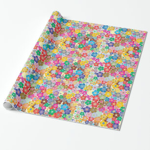 Cadeau Fleur arc-en-ciel fleurit le papier d'emballage