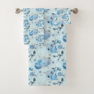 Cadeau Fleurie Bleu Blanc Argent de Style Cottage