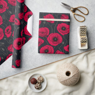 Cadeau Fleurs sauvages sur papier d'emballage blanc