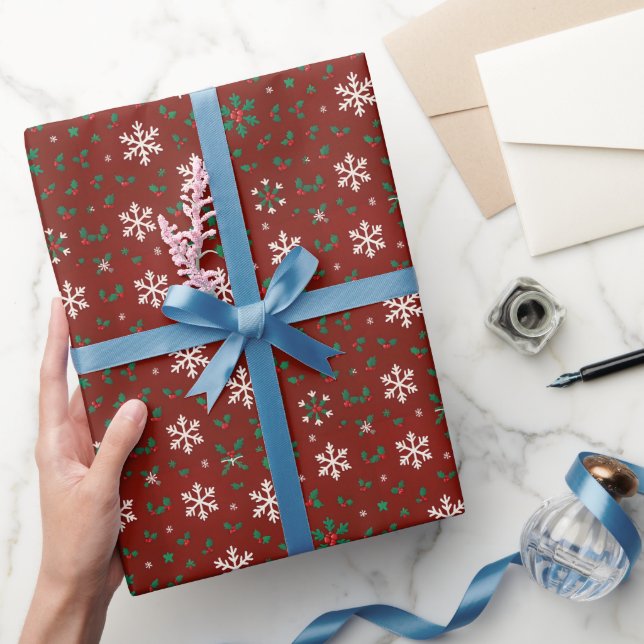 Cadeau Flocon de neige Crimson et papier d'enveloppement  (Cadeaux)