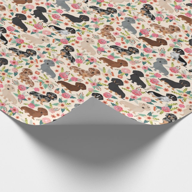 Cadeau flûtes dachshund enveloppant du papier (Coin)