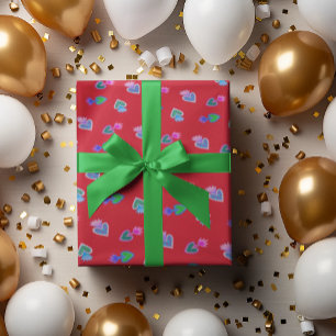 Cadeau Folk Art Sacred Heart Red Wrapper Papier