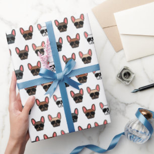 Cadeau French Bulldog face au papier d'enveloppement Moti