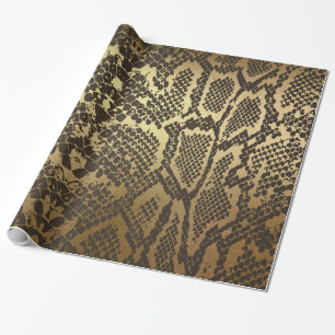 Cadeau Glam Python Snake Skin Golden brillant papier d'en