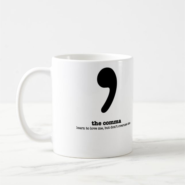 Cadeau grammatical d'humour de virgule de tasse de (Gauche)