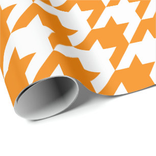 Cadeau Grand papier d'emballage de pied-de-poule orange