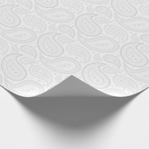 Cadeau Gris de Paisley sur le papier d'emballage blanc