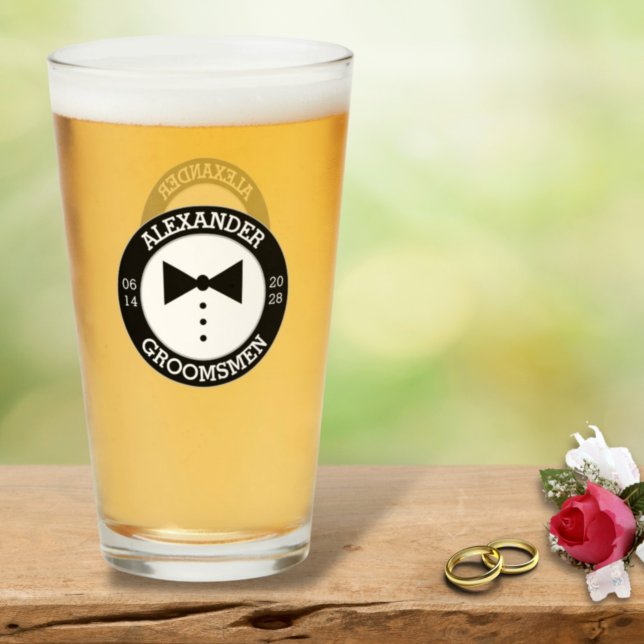 Cadeau Groomsmen | Black Bow Cravate Mariage verre (Créateur téléchargé)