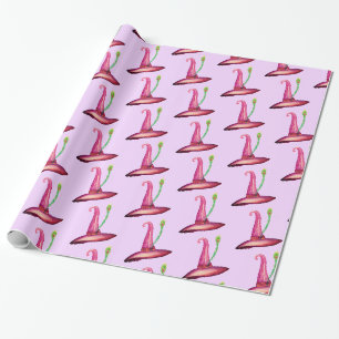 Cadeau Halloween Casquette rose sorcières papier envelopp