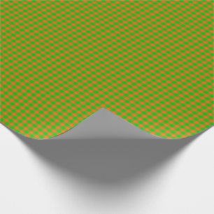 Cadeau Halloween En vichy 04, Papier Orange-Vert-Cadeau