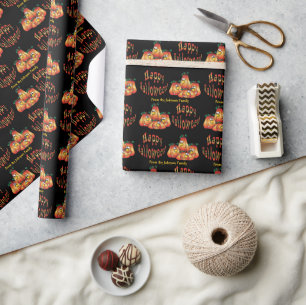 Cadeau Happy Halloween Citrouille papier enveloppant