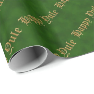 Cadeau Happy Yule Green et Gold Pagan papier d'enveloppem