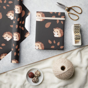Cadeau Hérisson noir foncé d'automne Hérisson papier d'en