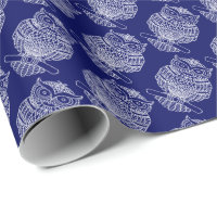 Hibou (bleu foncé) - Papier d'emballage