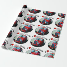 I hot rod de coeur - papier d'emballage mat, 30" x
