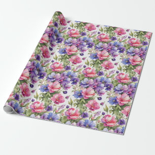 Cadeau Illustration des fleurs pastel v2   Papier d'enrob