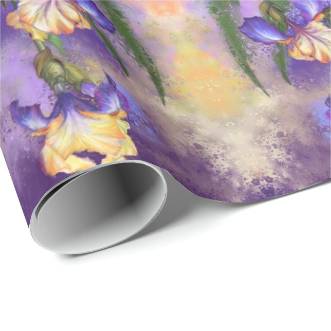 Cadeau Iris Fleurs Enveloppant Papier Irises (Coin rond)