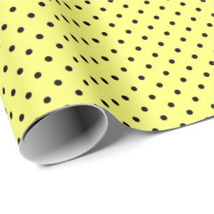 Cadeau Jaune Papier noir à enveloppement à points Polka