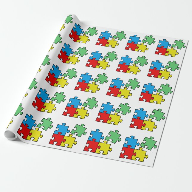 Cadeau Jigsaw Puzzle Pièces Design Papier d'enveloppement (Déroulé)