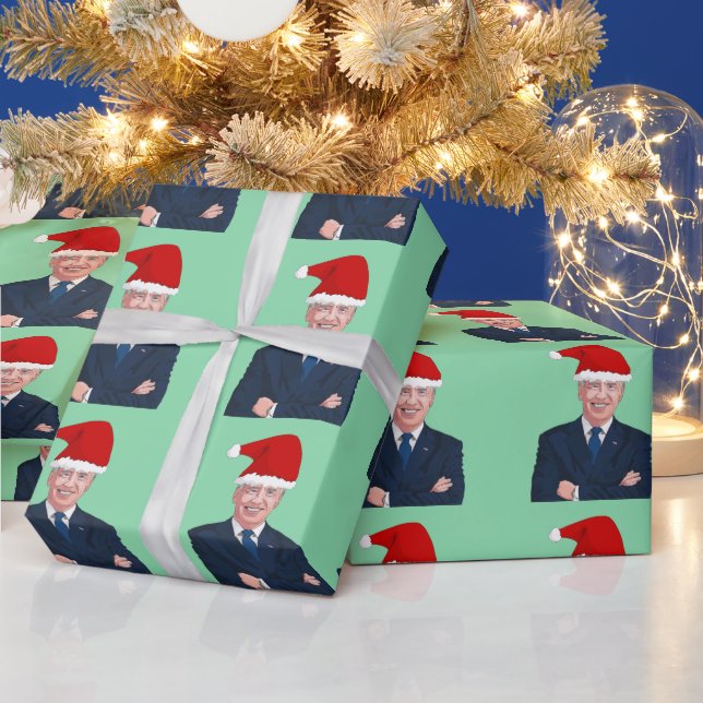 CADEAU JOE BIDEN PORTANT SANTA HAT WRAPPING PAPIER (Vacances)