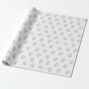 Cadeau Joli papier d'emballage à dents souriantes - noir