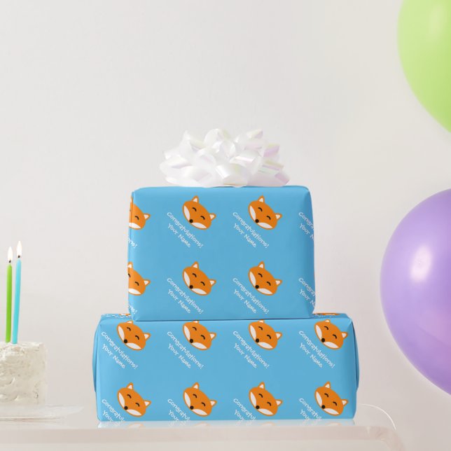 Cadeau Joli papier d'emballage d'anniversaire renard pour (Cadeaux de fête)