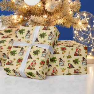 Cadeau Joli Vintage éléments de Noël Papier d'enveloppeme