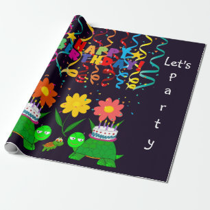 Cadeau Joyeuses tortues de papier enveloppant pour l'anni