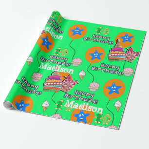 Cadeau Joyeux 10e anniversaire Wrapping Ballons papier #1