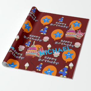 Cadeau Joyeux 4 Anniversaire Ballons papier d'enveloppeme