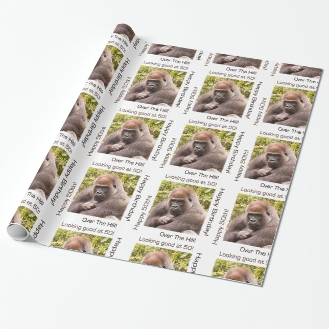 Cadeau Joyeux 50e anniversaire Gorilla Wrapping Papier (Déroulé)