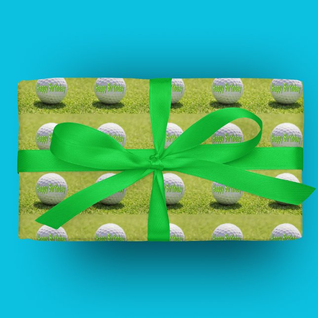 Cadeau Joyeux Anniversaire Golf Ball Wrapping Papier (Créateur téléchargé)