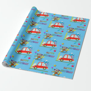 Cadeau Joyeux Anniversaire Papier Clown Étoiles de voitur
