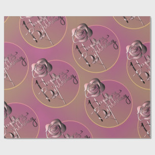 Cadeau "Joyeux Anniversaire" Rose papier d'enveloppement 