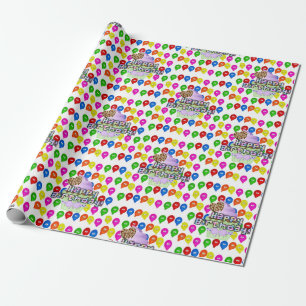 Cadeau Joyeux Ballons colorés en papier d'enveloppement d