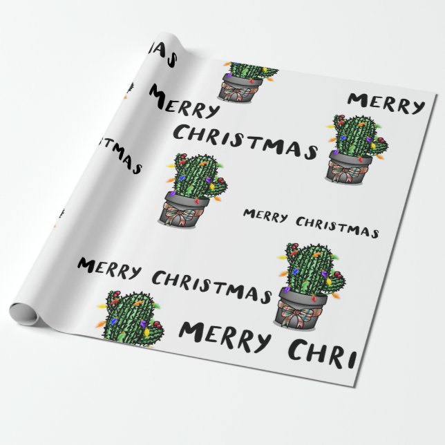 Cadeau Joyeux Cactus de Noël Envelopper le papier (Déroulé)