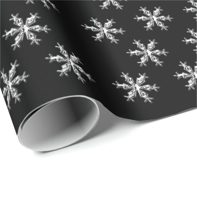 Cadeau Joyeux Noël Black Snowflakes Wrapper Papier (Coin rond)