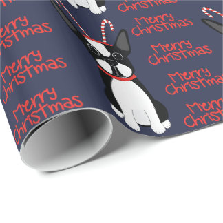 Cadeau Joyeux Noël! Papier d'enveloppement de Boston Terr