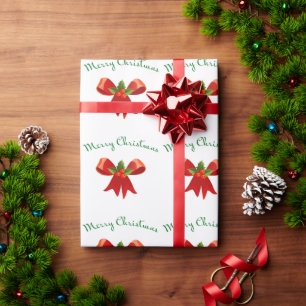 Cadeau Joyeux Noël Red Bow Berries papier d'enveloppement
