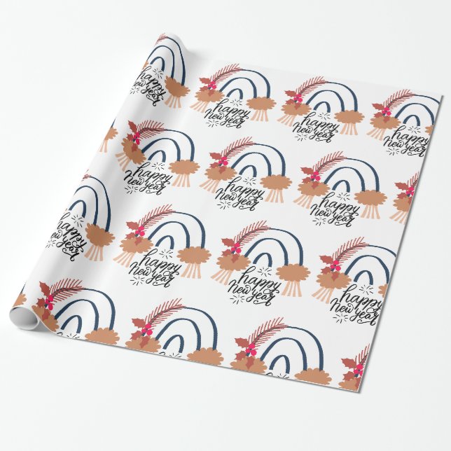 Cadeau Joyeux nouvel an Boho Rainbow Papier d'enveloppeme (Déroulé)