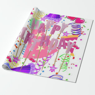 Cadeau Joyeux papier d'enveloppement d'anniversaire