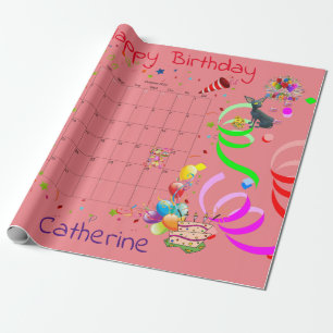 Cadeau Joyeux papier d'enveloppement d'anniversaire Octob